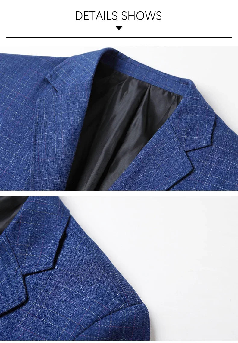 Brand 2026 Spring Mens Wedding Suits Blazer Check Autumn Single Breasted Suits Blazers Men Fashion Blazer for Mens