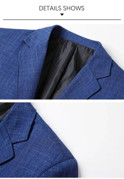 Brand 2026 Spring Mens Wedding Suits Blazer Check Autumn Single Breasted Suits Blazers Men Fashion Blazer for Mens
