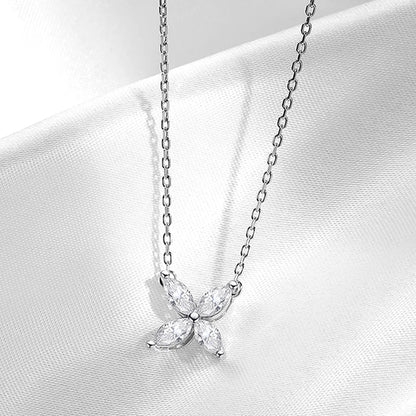Rhodium Plated 1.2cttw Marquise Cut Moissanite Necklace for Women Wedding Birthday Gift Sterling Silver 925 Pendant