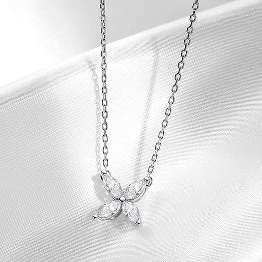 Rhodium Plated 1.2cttw Marquise Cut Moissanite Necklace for Women Wedding Birthday Gift Sterling Silver 925 Pendant