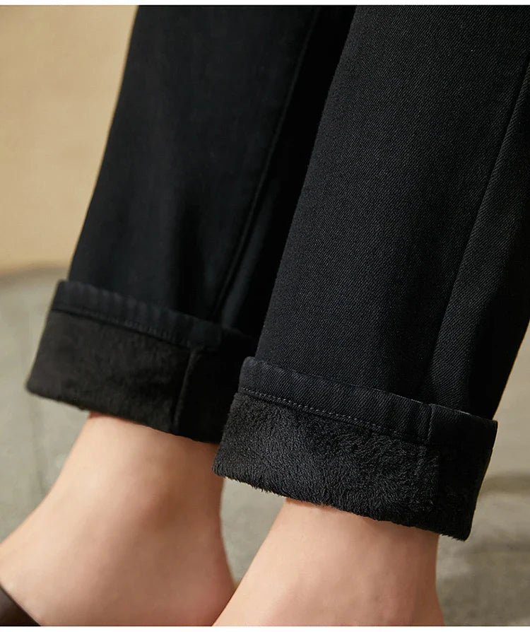 Minimalism Jeans for Women 2025 Autumn Slim Feet Fashion Casual All-match Cotton Slight Strech Ankle-Length Pants 12514004