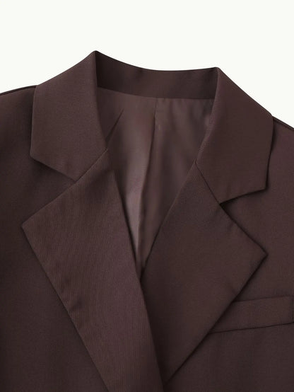 Women Fashion Solid Blazer Lapel Slim Double Breasted Long Suit Coat Female Wild Office Lady Commute Woman Outercoat Top