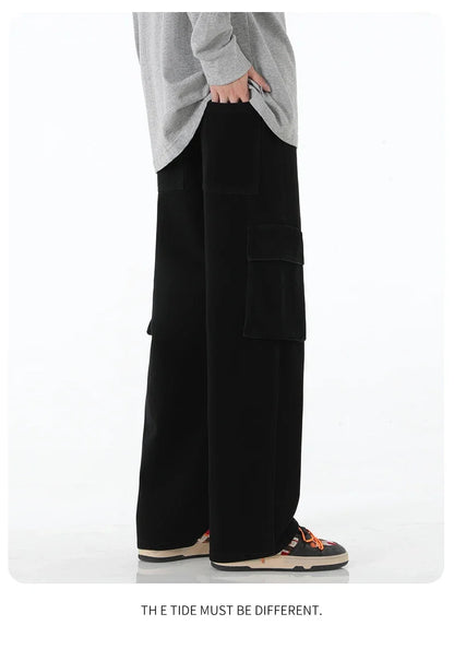 2024 New Men Baggy Cargo Jeans Fashion Streetwear Vintage Wide Leg Pants American Streetwear Y2K Big Pocket Youth Overalls