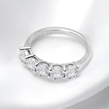 White Gold D Color 4mm Moissanite Ring for Women 1.5CTTW Stone Match Diamond Wedding Band Bride S925 Sterling Silver