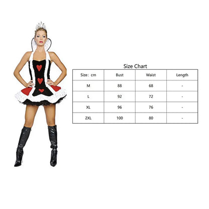 Sexy Queen of Hearts Costume Women Adult Fantasy Party Cosplay Fancy Sexy Costume Disfraz Adulto Halloween Carnival Dress Up