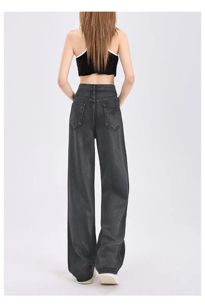 Woman Jeans 100% Lyocell Breathable Denim Wide Leg Towel Sweep drape loose 2025 Summer ice silk Baggy Famale Denim Pants 5 Color