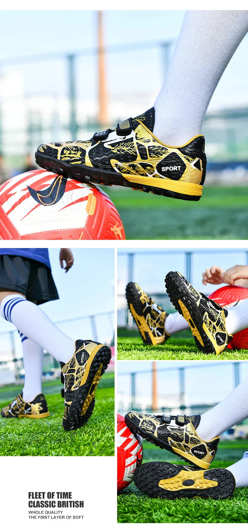 Professional Football Shoes Kids Futsal Sneakers Outdoor Low-cut Soccer Shoes Boys Lightweight Non-slip Children's Sports Shoes