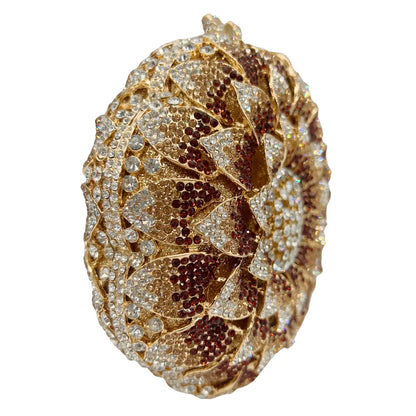 Hot-selling Luxury Sunflower-shaped Hollow Full-paved Sparkling Beaded Crystal Women's Wedding Evening Bag.
