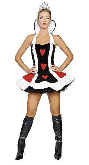 Sexy Queen of Hearts Costume Women Adult Fantasy Party Cosplay Fancy Sexy Costume Disfraz Adulto Halloween Carnival Dress Up