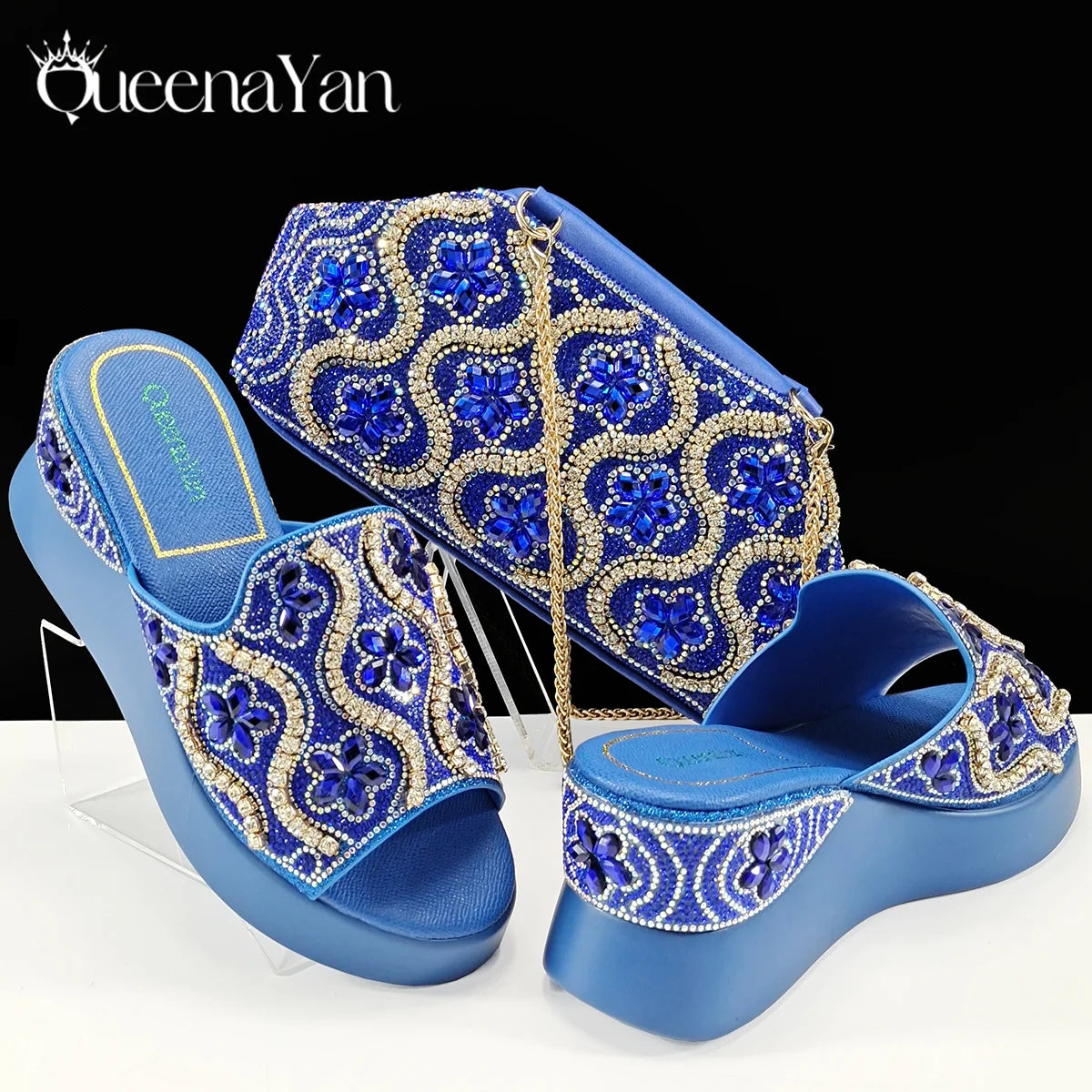 High Quality 2025 Newst Hot Selling Open Toe Slingback Sandals with Bag Set in Green Color For Women Wedding Party