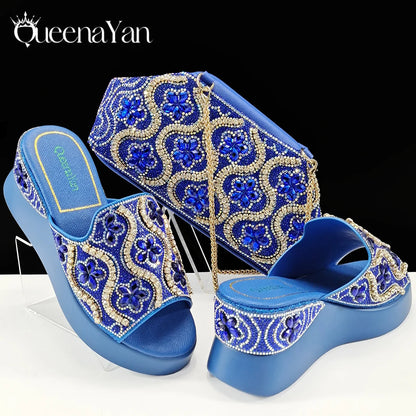 High Quality 2025 Newst Hot Selling Open Toe Slingback Sandals with Bag Set in Green Color For Women Wedding Party