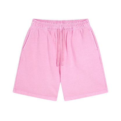 Fashion Summer Men 420gsm Washed Cotton Shorts Retro Unisex High Street Terry Knee Length Short Pants Streetwears HY0845
