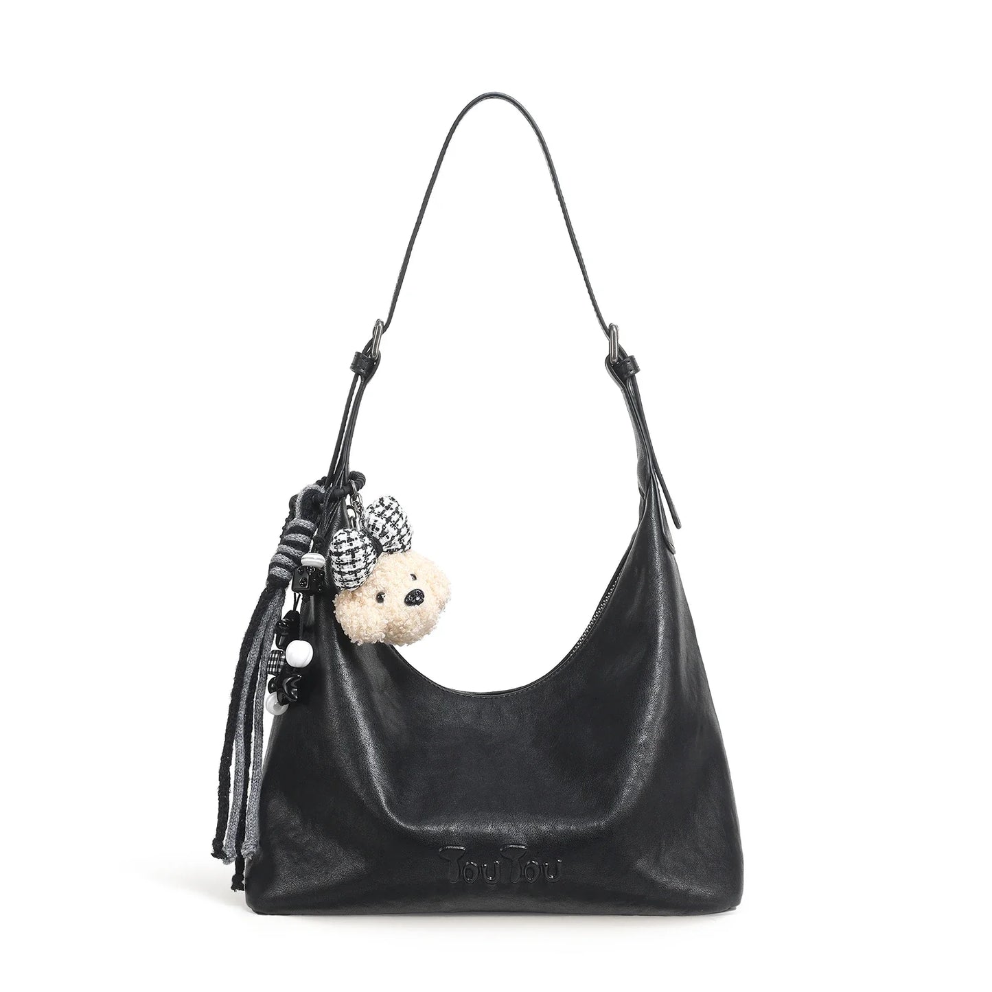 y2k leopard Print Shoulder Bag, Cute Puppy Pendant, Large Capacity Hobo Bag for Women's Casual Commute 3-Way Carry