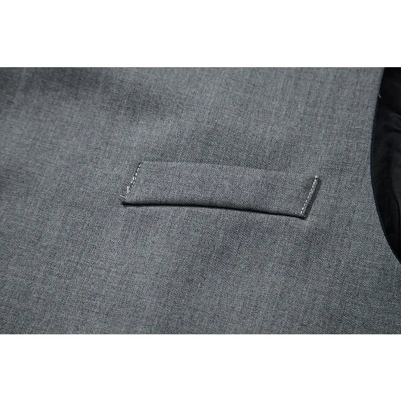 Man Suit Vest Spring Autumn Thin Solid Stand Collar Male Waist Slim Sleeveless Single-breasted Business Wedding Men Vest