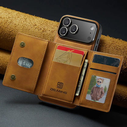 Luxury Leather Phone Case for IPhone 17 Pro Max Air16E 16 14 15 Plus 13 12 11 Pro Max Magnetic Detachable Card Stand Wallet