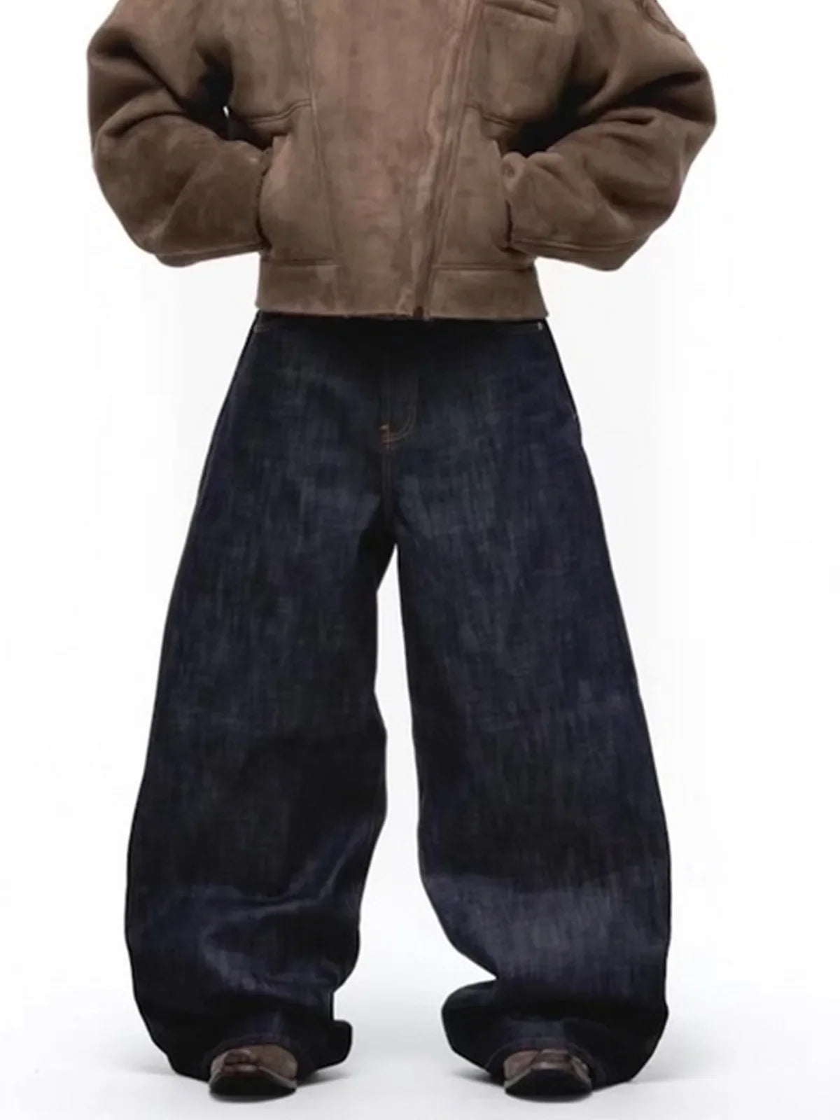 Black Blue Mens Baggy Jeans Straight Solid Color Cleanfit Loose Casual Denim Trousers Unisex Cargo Pants ZJ090