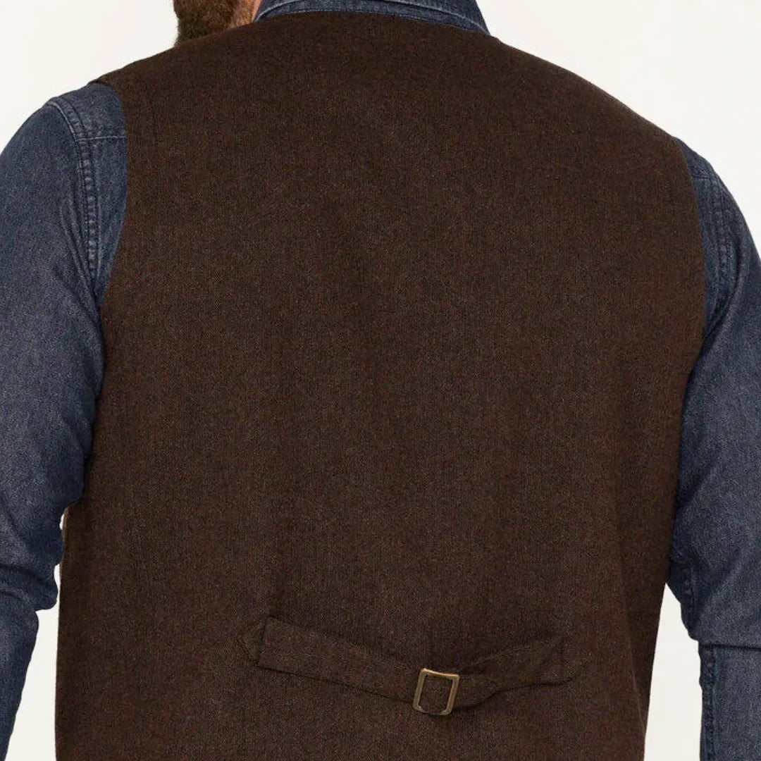 Men Vest Coffee Herringbone V Neck Single Button Waistcoat For Wedding Business Casual Formal Daily Office Work Men Suit Vest