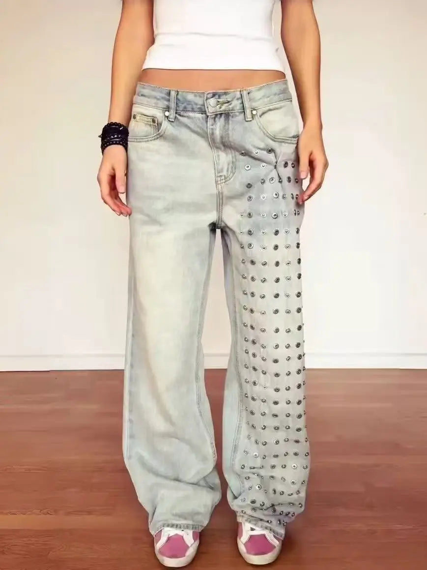 Women's Jean Designer Baggy Denim Pants Y2K Japanese Harajuku Wide Fit American Retro Punk Goblin Core Long Trousers Tide New