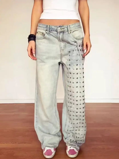 Women's Jean Designer Baggy Denim Pants Y2K Japanese Harajuku Wide Fit American Retro Punk Goblin Core Long Trousers Tide New