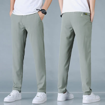 2025 Spring Summer Ultra-thin Men's Casual Pants Slim Straight Leg Elastic Waist Sports Jogging Trousers Fashion Men Golf Pants