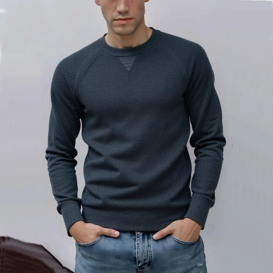 Raglan Sleeve Polo Shirt Men Henley Collar Solid Color Long Sleeve Heavyweight Cotton Business Casual Autumn Winter