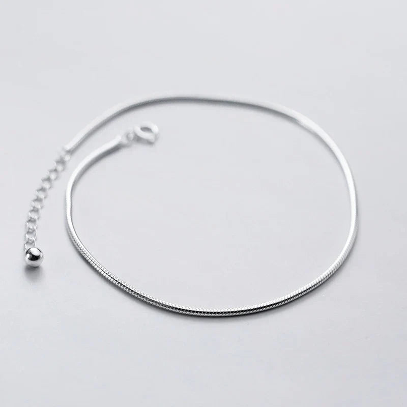 Hight Quality 100% 925 Sterling Silver Fashion Classic Snake Chain Bracelet Anklet Link for Women Fine Jewelry Bijoux