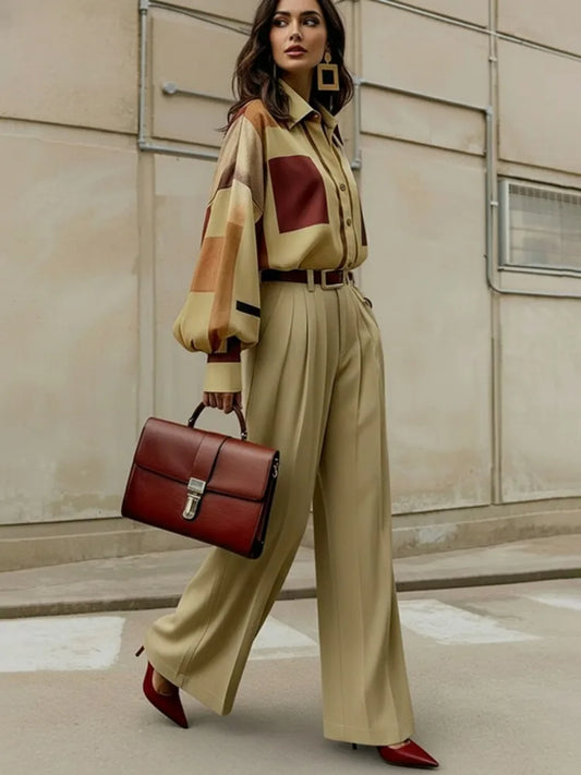 Modigirl England Vintage Contrast Color Plaid Lapel Blouses & Shirts 2025 Spring Fall Long Sleeves Loose Buttoned Stylish Tops