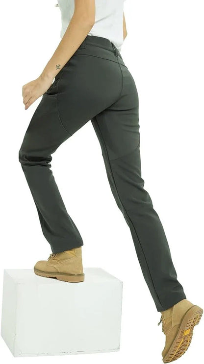 Women's Outdoor Hiking Pants Fleece Slim Soft Shell Snow Ski Pants Trekking Waterproof Windproof Winter