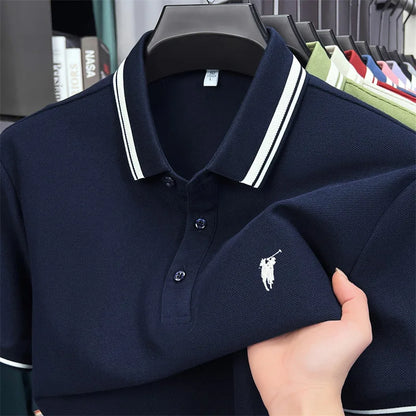 100% pure cotton short sleeve polo shirt high-end brand Paul Pony embroidered stripe summer luxurious breathable men's T-shirt