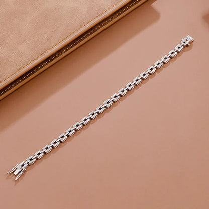 Luxury Designer Tank Chain Moissanite Bracelet for Women Party Wedding Fine Jewelry S925 Sterling Silver Diamond Bracelets