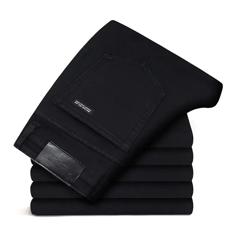 2026 Men's Slim Fashion Denim High Quality Male Pants Elastic Black Blue Leisure Jeans Brand Clothing