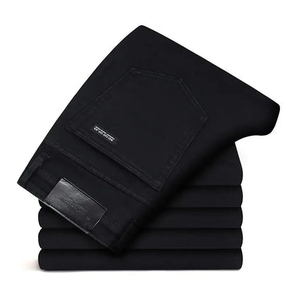 2026 Men's Slim Fashion Denim High Quality Male Pants Elastic Black Blue Leisure Jeans Brand Clothing