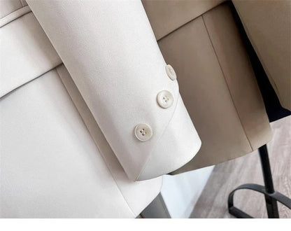 Women Blazers 2025 New Spring Autumn Loose Casual Suit Jackets Double Breasted Suit Collar Fashion Chic Cuff Design Female Tops