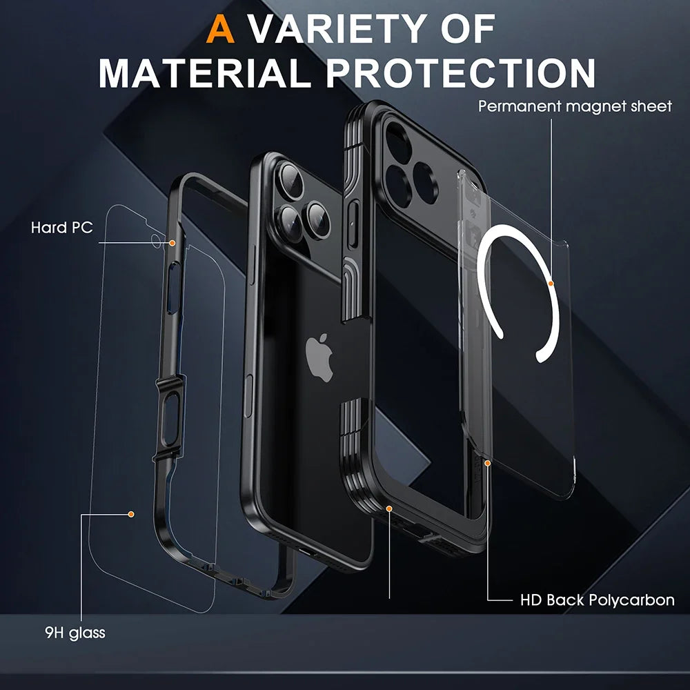 For MagSafe Wireless Charging 360° Fully Protected Double-sided Transparent Magnetic Case For iPhone 17 Pro Max&Air Back Cover