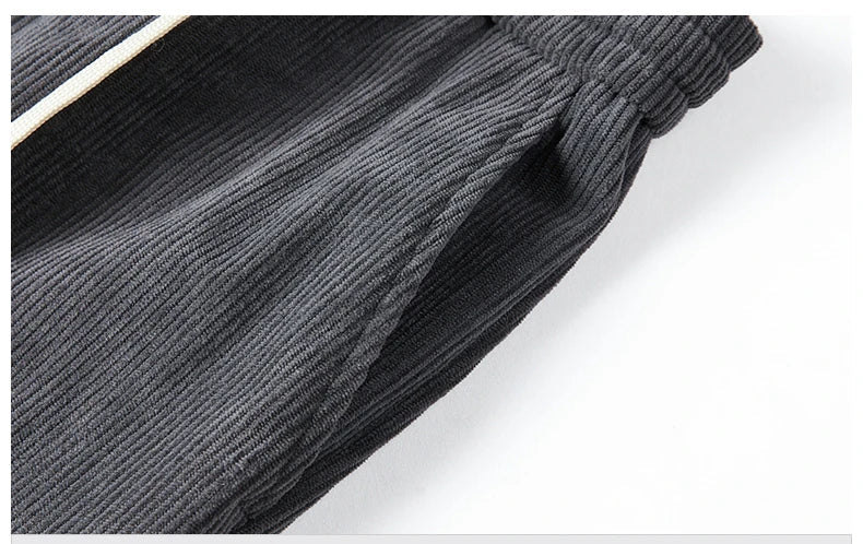 Straight Corduroy Classic Male Pants Khaki Black Gray Baggy Fashion Elastic Waist Trousers Soft Stretchy Casual Men's Clothing