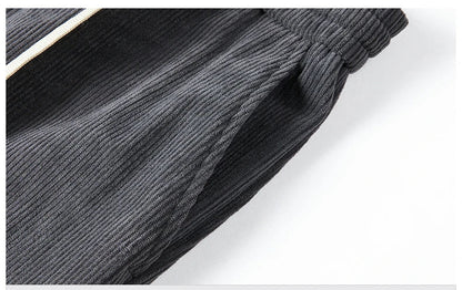 Straight Corduroy Classic Male Pants Khaki Black Gray Baggy Fashion Elastic Waist Trousers Soft Stretchy Casual Men's Clothing