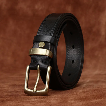 2.8CM Ladies Pure Cowhide High Quality Genuine Leather Belts for Women Needle Buckle Jeans Cowboy Waist Belt Luxury Designer