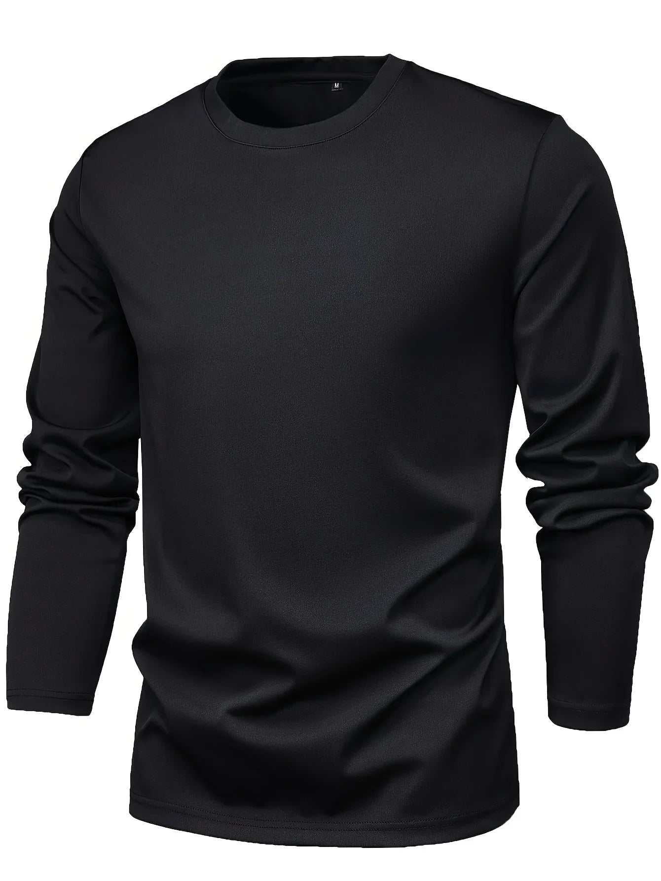 Casual men's plain breathable slim-fit round-neck long-sleeve T-shirt for spring and autumn sports