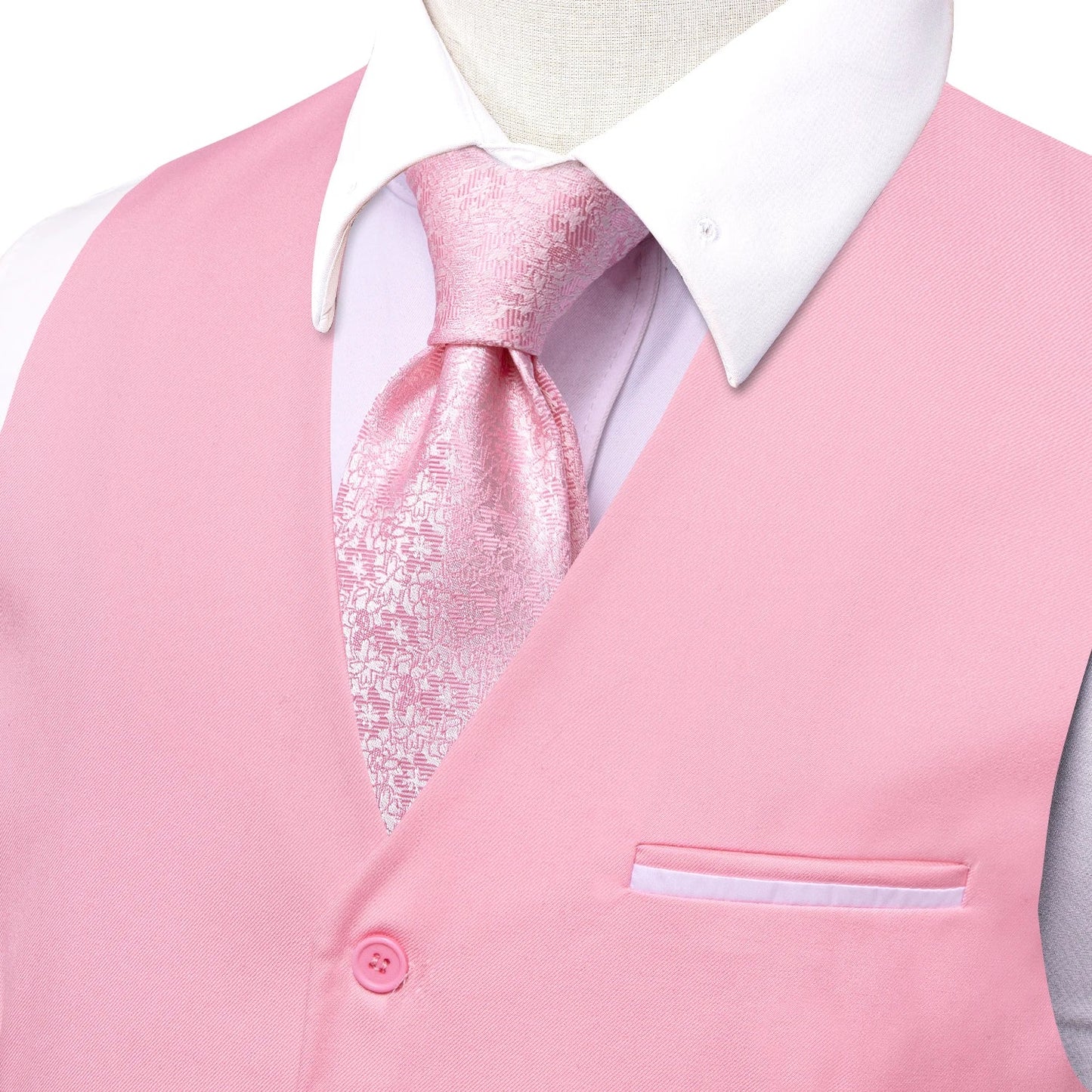 Solid Peach Pink Men Vest Wedding Slim Waistcoat Neck Tie Hanky Cufflinks Set for Male Business Party Designer Gifts