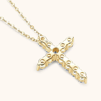Certified Moissanite Cross Pendant Necklace Original S925 Sliver O-Chain Plated 14k Gold Necklaces for Women Fine Jewelry