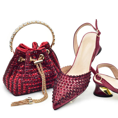 Fashion Women Shoes and Bags To Match Set Italy Party Pumps Italian Matching Shoe and Bag Set for Party Wedding Shoes Bride