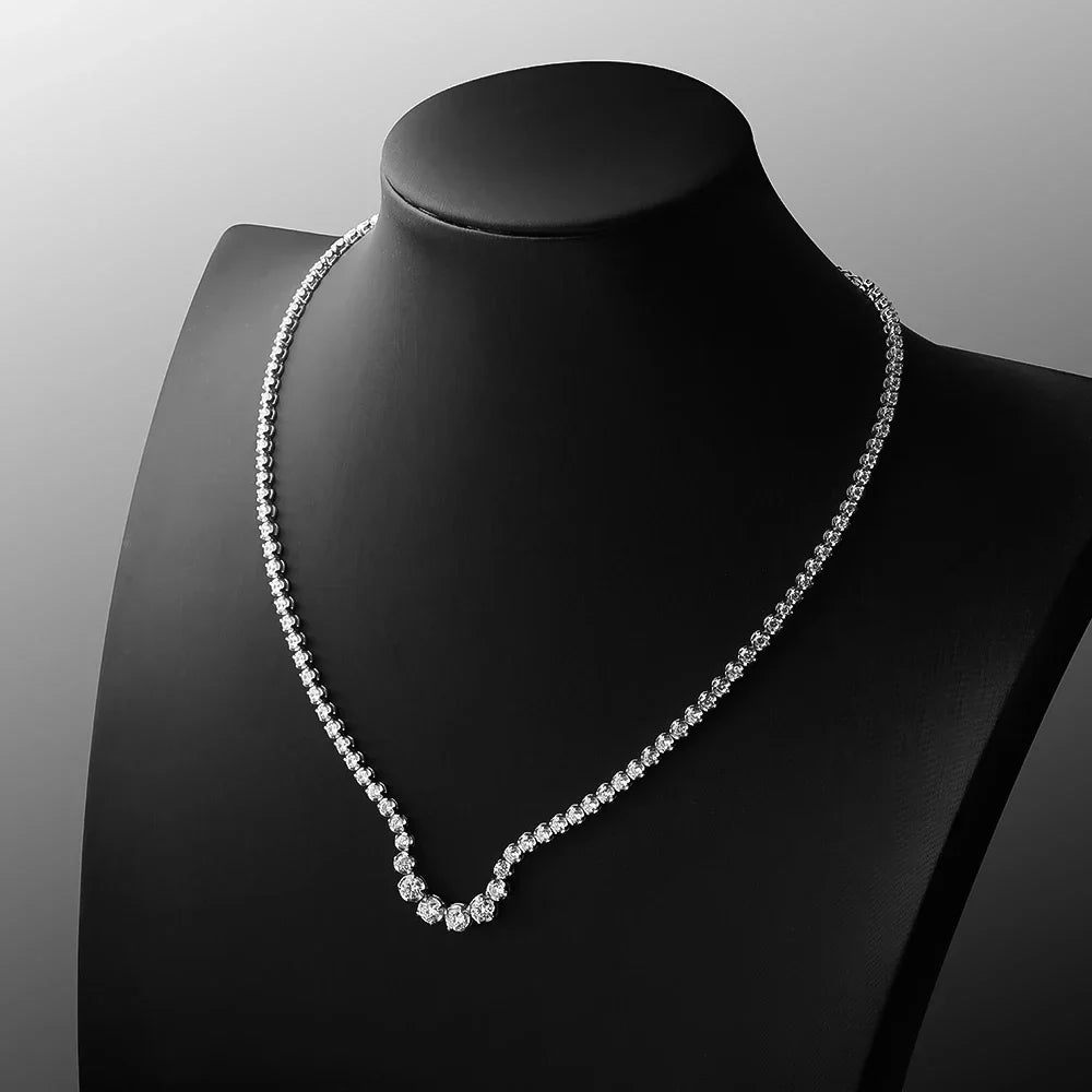 1.2CT Moissanite Tennis Necklace 925 Sterling Silver 18K Gold Plated Gradient High Carbon Diamond Necklaces for Women Adjustable