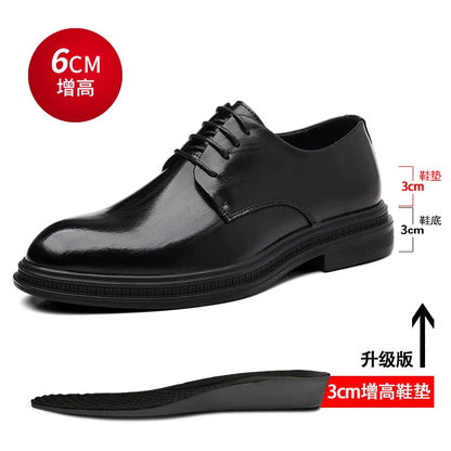 Spring Summer Increase Leather Shoes for Man Lace Designer Business Casual Shoes Male Fashion British Style Dress Shoe Man