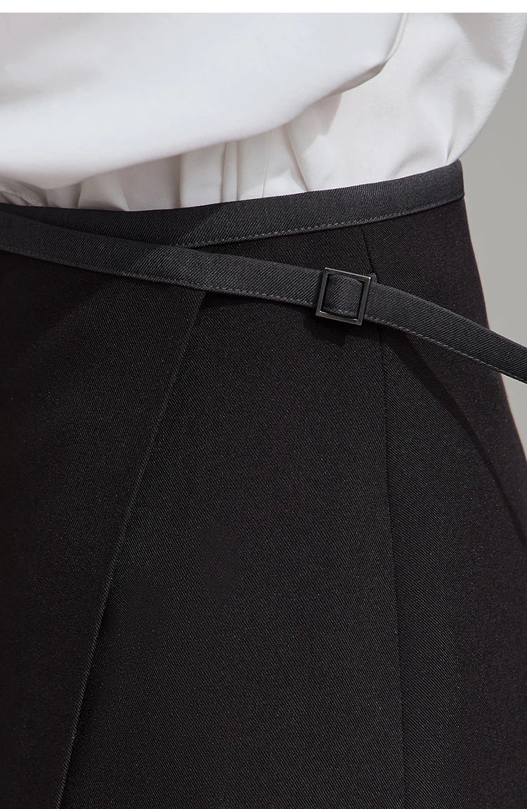 Minimalist Women's Skirt 2025 Spring New Office Lady Versatile Fashion Asymmetric Wrinkle A-line Half-body Skirt 12511092