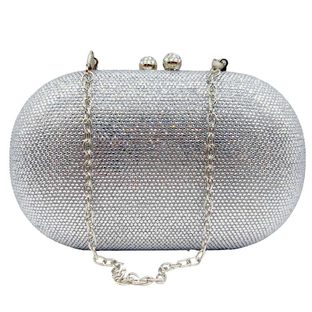 Middle East Diamond Embellished Evening Bag Pure Color Rhinestone Women's Clutch Handbag Polyester Daily Match Magnetic Buckle