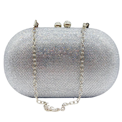 Middle East Diamond Embellished Evening Bag Pure Color Rhinestone Women's Clutch Handbag Polyester Daily Match Magnetic Buckle