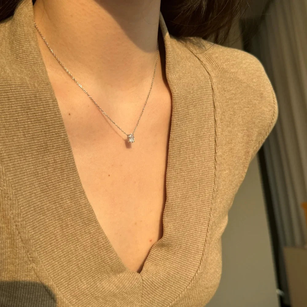 Solitaire Oval Cut 1-3CT Moissanite Pendant Necklace for Women Real 925 Silver GRA Certified Lab Diamond Neck Chain Gift