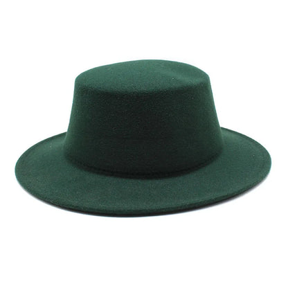 Autumn Winter Kids Felted Fedoras Hats for Boys Girls Solid Imitation Woolen Flat top Jazz Caps Childs Formal Dress Hats