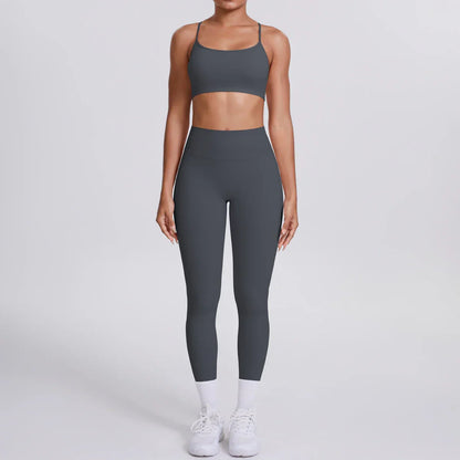 Yoga Suit Sports Set Gym Seamless High Impact Sports Bra Women's High Waist and Hips Tight Peach Buttocks Pants Womens Sportswea