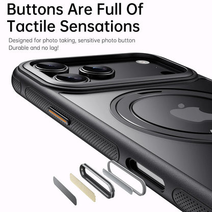 360° Mechanical Torque-Sound Rotating Stand Holder Magnetic Magsafe Phone Case For iPhone 16 15 14 13 17 Pro Max Plus 17Air 16E